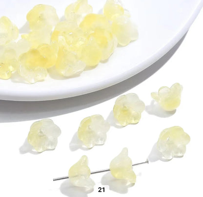 GB63D dual tone yellow flower glass bead ( 1 pc )