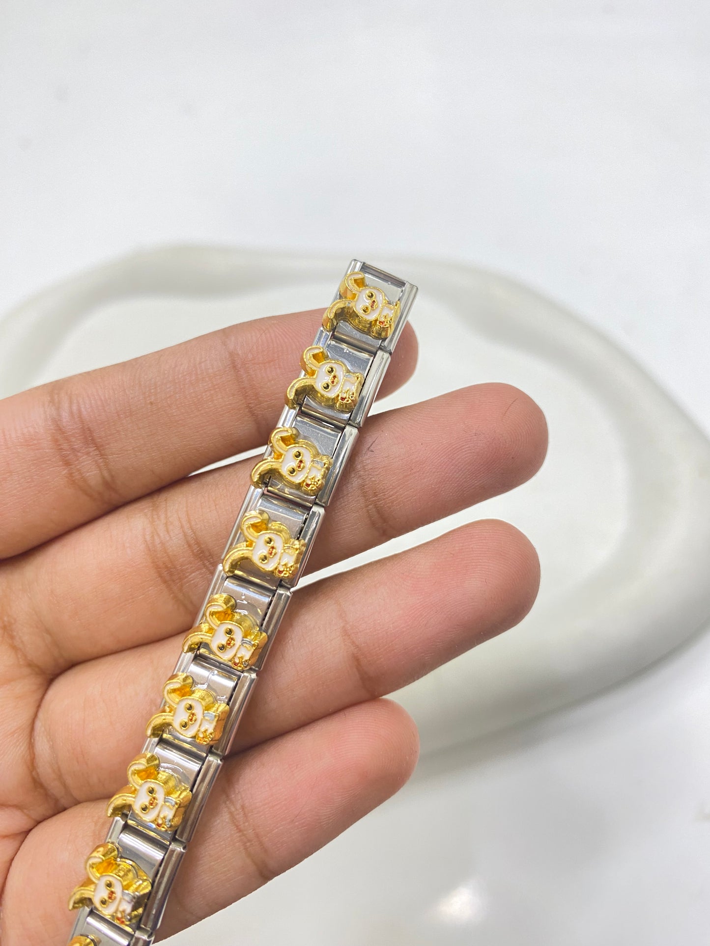 IC 09 Bunny Gold italian charm bracelet - stainless steel ( 1 pc ) Anti tarnish
