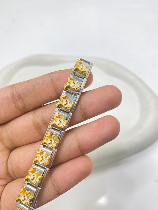 IC 09 Bunny Gold italian charm bracelet - stainless steel ( 1 pc ) Anti tarnish