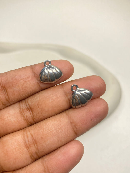 SS 2856 Shell charm Silver plated stainless steel ( 1 piece ) Anti tarnish ( 13 mm )