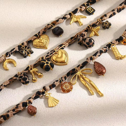 SJ 975 Fashion Fabric Charm Necklace  - Premium jewellery- 18k Gold PVD plated stainless steel - Anti tarnish