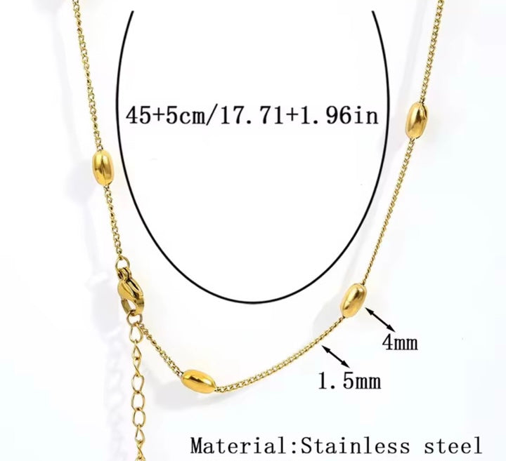 RC 69 Oval Bead Ready made chain 18k Gold PVD plated 316 Stainless steel ( 1 pc ) Anti tarnish ( 1.5 mm ) with extension