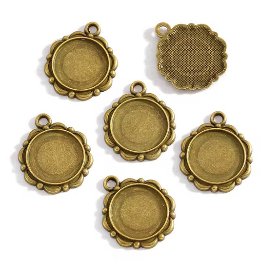 BBB 316 (b) Round Bronze cabochon connector ( 1 pc ) tarnish resistant ( 23:19 mm )