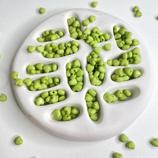 BBB 286 (c) Green Tiny Heart Shiny  Bead ( 1 pc ) UV Plated Acrylic ( 6 mm )