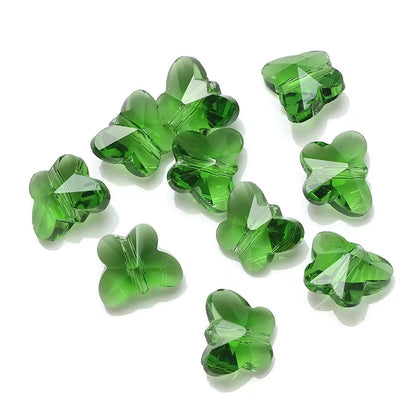 BBB 79 (d) Olive Green Butterfly Faceted Crystal glass beads ( 1 pc )