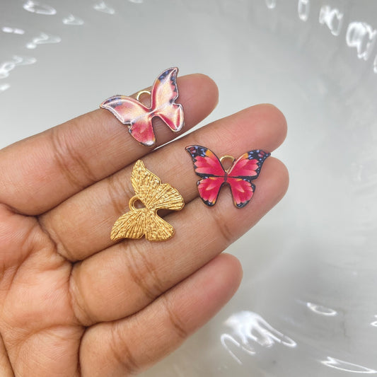 SS 819 Red big butterfly enamel charm (1PC)