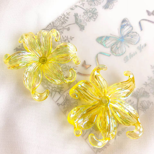 BBB 063 (f) Yellow Transparent luminous Big Flower Acrylic bead ( 1 pc )