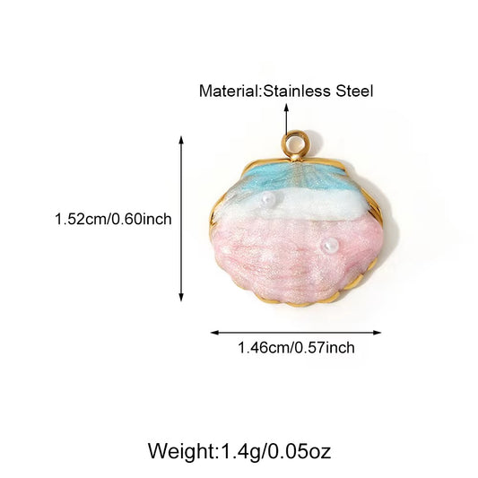 SS 1143 Dainty Shell Charm 18K Gold PVD plated stainless steel ( 1 piece ) Anti tarnish ( 15:15 mm )