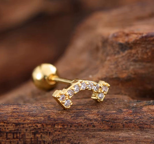 SJ 934 Zircon kids / 2nd Piercing Stud ( 1 pc ) - 18k Gold PVD plated stainless steel - Anti tarnish