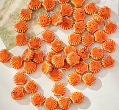 BBB 214 (f) Orange Shell Porcelian Ceramic bead ( 1 pc ) High Shine ( 12:10 mm )