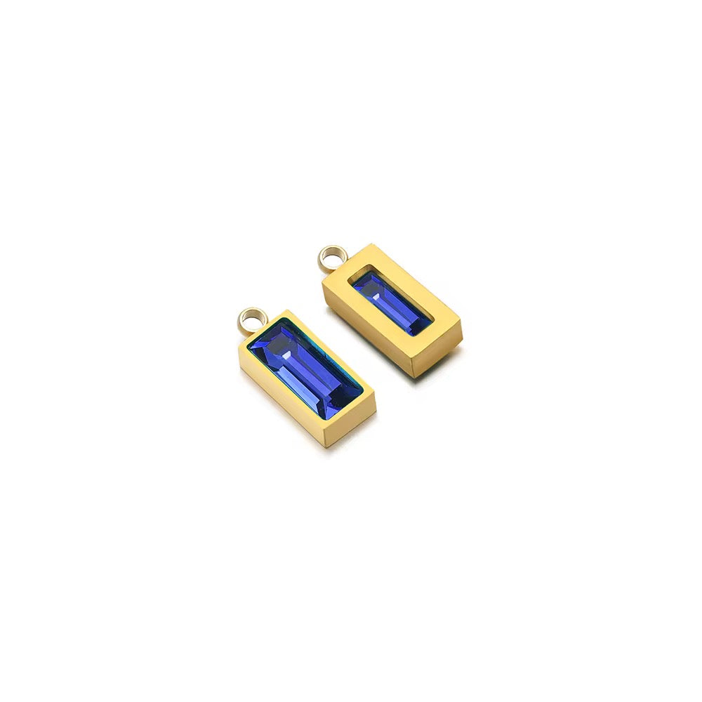 SS 2759 Zircon Rectangle Charm 18k Gold plated stainless steel ( 1 pc ) anti tarnish ( 8:4 mm )