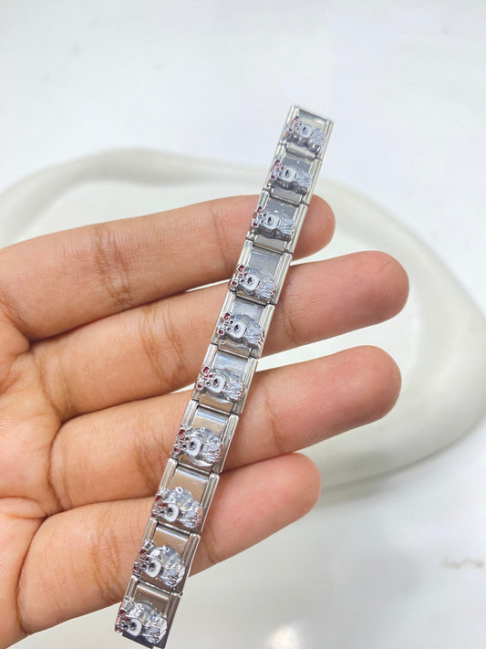 IC 12 Puppy silver italian charm bracelet - stainless steel ( 1 pc ) Anti tarnish