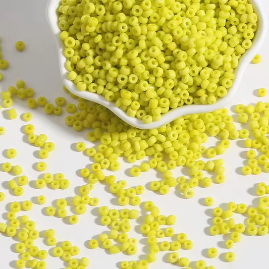 BBB 150 (e) Yellow Tiny Solid Rice Czech Glass bead ( 1 gm - around 60 to 70 piece) High Quality ( 2 mm )