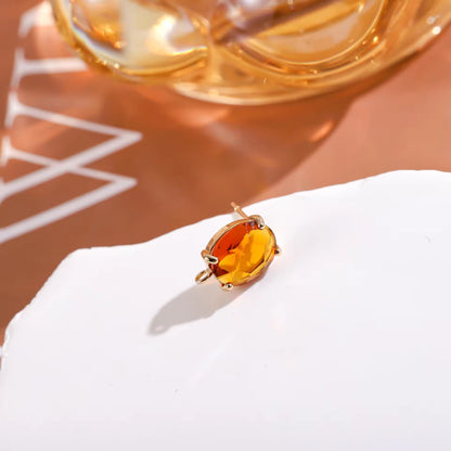 CZ 2523 Orange Oval Zircon stud 14k gold plated ( 2 pc ) - anti tarnish