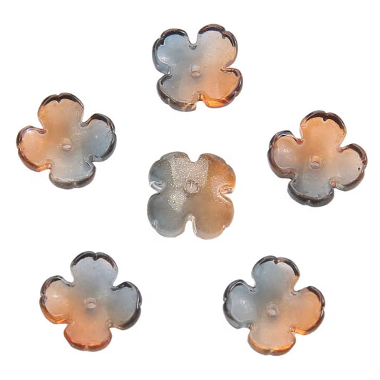 BBB 344 (b) Coffee brown four petal flower glass bead ( 1 pc ) Lampwork Bead