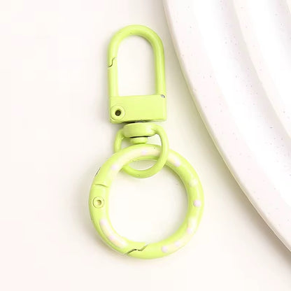 BBB 233 (g) Light Green Candy baked paint Donut Buckle O Ring Keychain Clasp ( 1 pc ) Spring Clasp Key Ring ( 5.1:2.4 cm ) High Quality Alloy