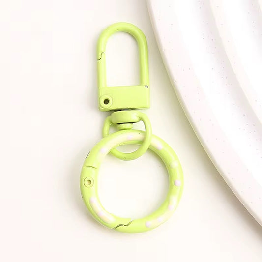 BBB 233 (g) Light Green Candy baked paint Donut Buckle O Ring Keychain Clasp ( 1 pc ) Spring Clasp Key Ring ( 5.1:2.4 cm ) High Quality Alloy