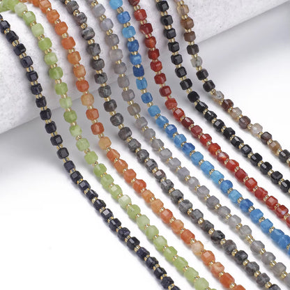 GB02 Natural Faceted cubic stone bead - Natural Gemstone Bead ( 1 pc ) AAA Quality