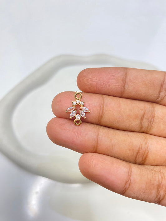 SS 2641 Zircon Connector  CZ gold plated ( 1 pc ) anti tarnish