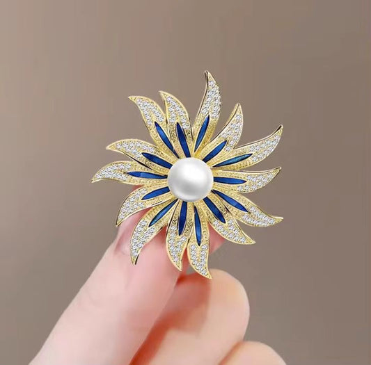 BR 54 Floral Zircon Brooch ( 1 PC ) Anti Resistant