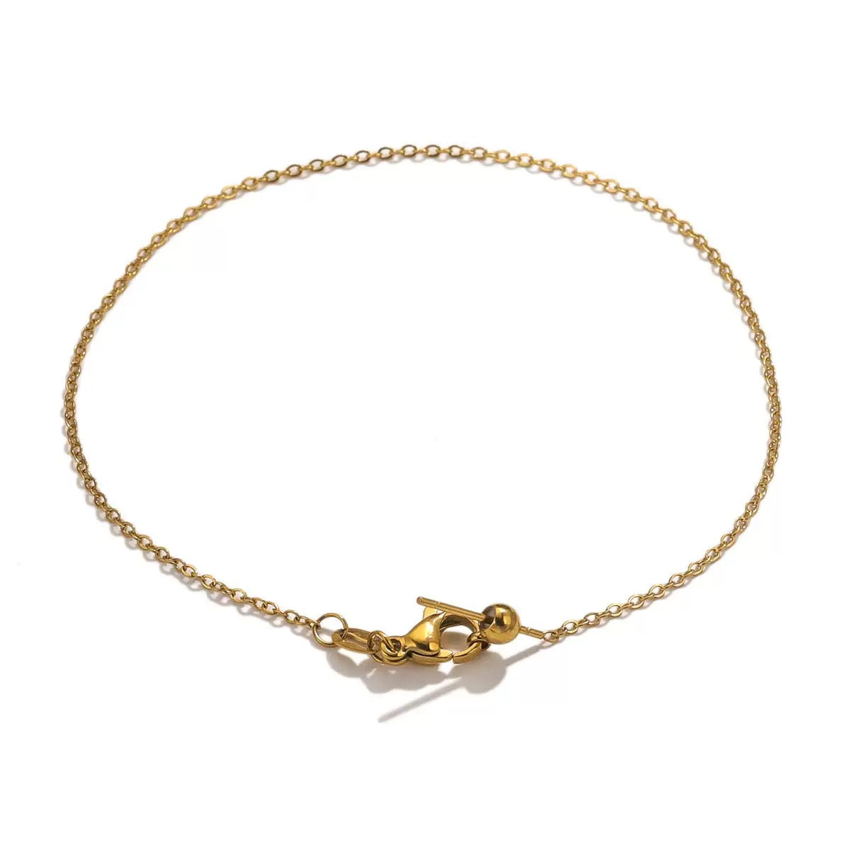 RBS02B Dainty Chain Bracelet with Adjustable Slider ( 1 pc ) 18k Gold PVD