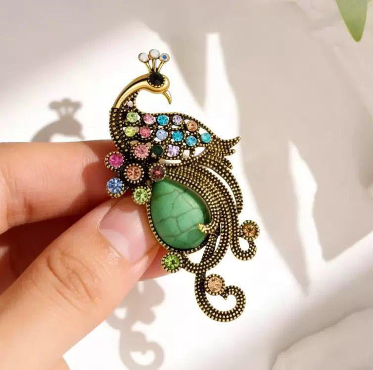 BR05D Vintage Multicolour Peacock Brooch ( 1 PC ) Anti Resistant