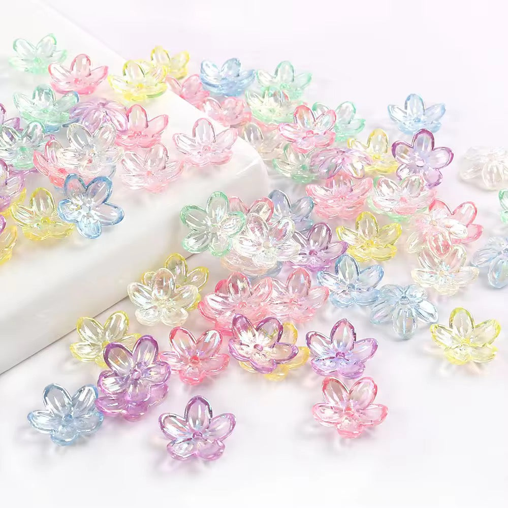 BBB 363 (f) Light Pink Cherry Blossom AB Flower Bead ( 1 pc ) UV Plated Acrylic