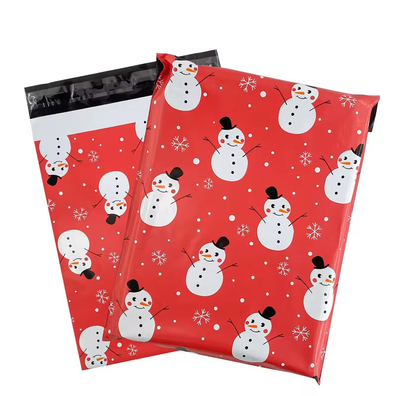 Christmas Snowman ⛄️ Poly Mailer Bag -  Waterproof & Double Sided - Designer Premium Packaging ( 10:13 inch )