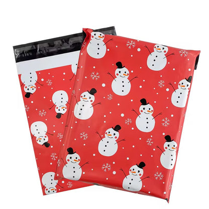 Christmas Snowman ⛄️ Poly Mailer Bag -  Waterproof & Double Sided - Designer Premium Packaging ( 10:13 inch )