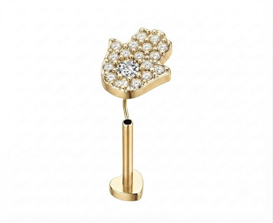 MSJ04S Zircon Cartilage 2nd piercing stud ( 1 pc )- 18k Gold PVD