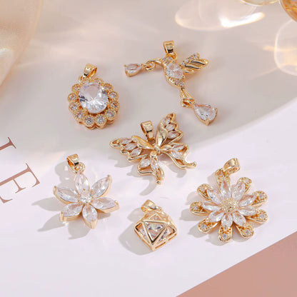 SS 1197 Butterfly 14k gold plated Zircon crystal charm ( 1 pc ) Anti tarnish ( 20:11 mm )