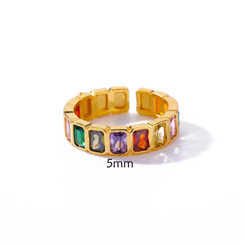 RSJ31C Colorful zircon ring - 18K Gold PVD plated