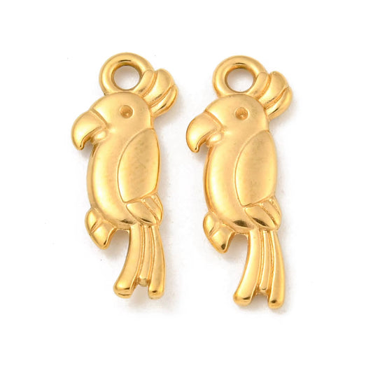 SS 3028 Parrot Charm 18k Gold PVD plated stainless steel ( 1 piece ) Anti tarnish ( 3:15 mm )