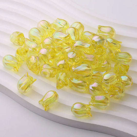 BBB 074 (g) Yellow Tulip transparent luminous Acrylic bead ( 1 pc )
