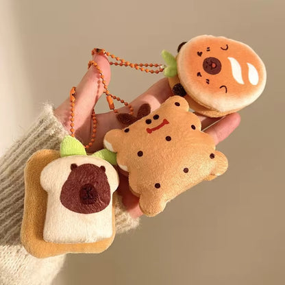 PK 13 Cute Kawaii Capybara Toast 3D Plush Toy Bead Keychain ( 1 pc ) Premium Quality ( 12:11 cm )