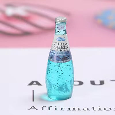 BBB 058 (e) Chia seed drink Kawai themed resin charm ( 1 pc ) with / without Hook
