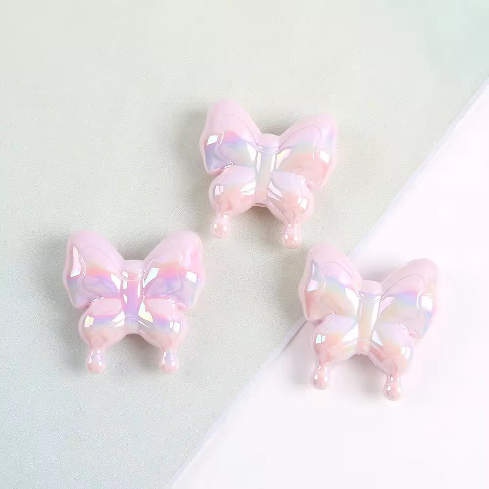 BBB 303 (d) Light Purple Butterfly Holographic Shiny  Bead ( 1 pc ) UV Plated Acrylic ( 29:29 mm )