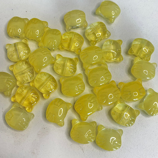 BBB 260 (c) Yellow Cat glass bead ( 1 pc ) Lampwork Bead ( 15 mm )