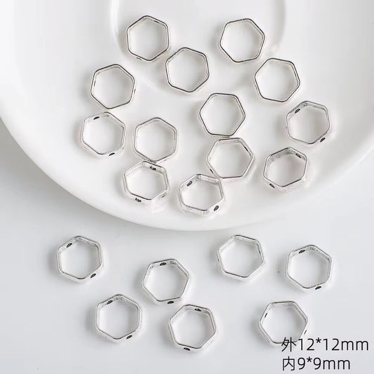 SS 2739 Hexagon Silver Metal Spacer Bead ( 1 pc ) ( 10 mm )