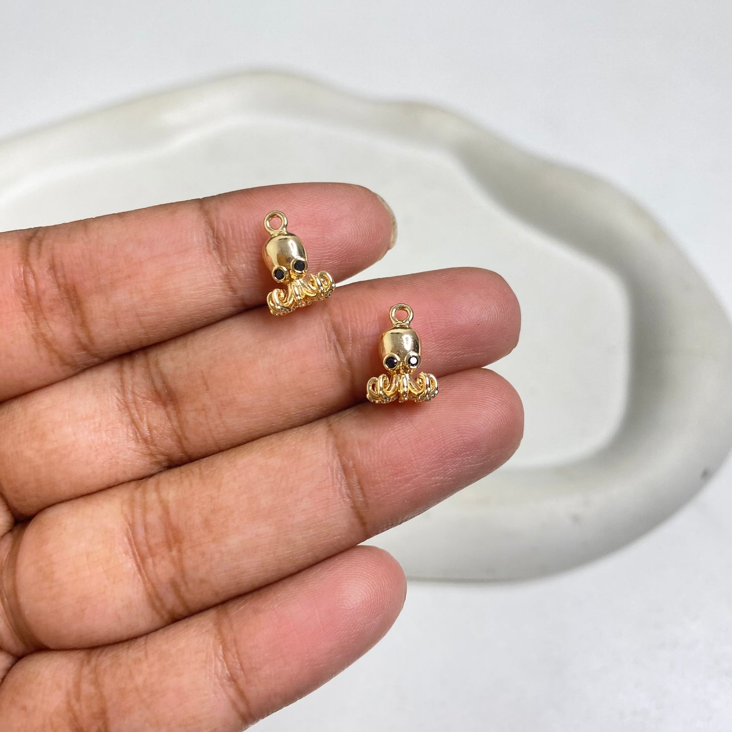SS 1130 Octopus Zircon Charm 14k Gold plated ( 1 pc ) Anti tarnish ( 10:6 mm )