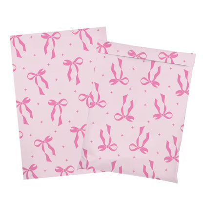 Pink Bow Poly Mailer Bag -  Waterproof & Double Sided - Designer Premium Packaging ( 10:13 inch )