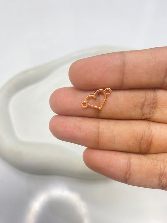 SS 2659 Rose Gold Hollow Heart Bezel Connector ( 1 pc ) tarnish resistant