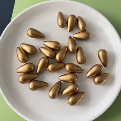 BBB 226 (k) Champagne Pearly Waterdrop Acrylic bead ( 1 pc ) UV Plated ( 15:22 mm )