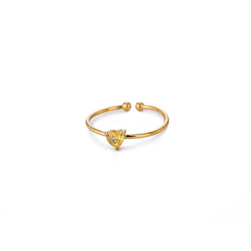 SJ 481 Zircon heart ring adjustable - 18k Gold PVD plated stainless steel - Anti tarnish