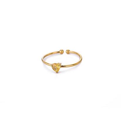 RSJ05B Zircon heart ring adjustable - 18k Gold PVD plated 316 stainless steel - Anti tarnish