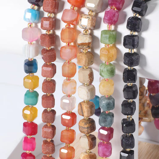 GB02 Natural Faceted cubic stone bead - Natural Gemstone Bead ( 1 pc ) AAA Quality