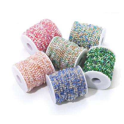 CN 80 Pastel Multi Colour Toned Stone Crystal link Chain 18k Gold Stainless steel( 1 feet ) Anti tarnish ( .8 * 2 mm )