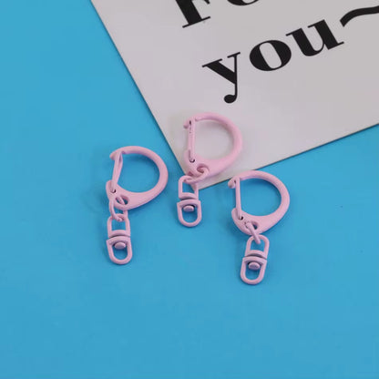 BBB 269 (b) Light Pink Candy baked paint D Shape Buckle Ring Keychain Clasp ( 1 pc ) Spring Clasp Key Ring ( 38 mm ) High Quality Alloy