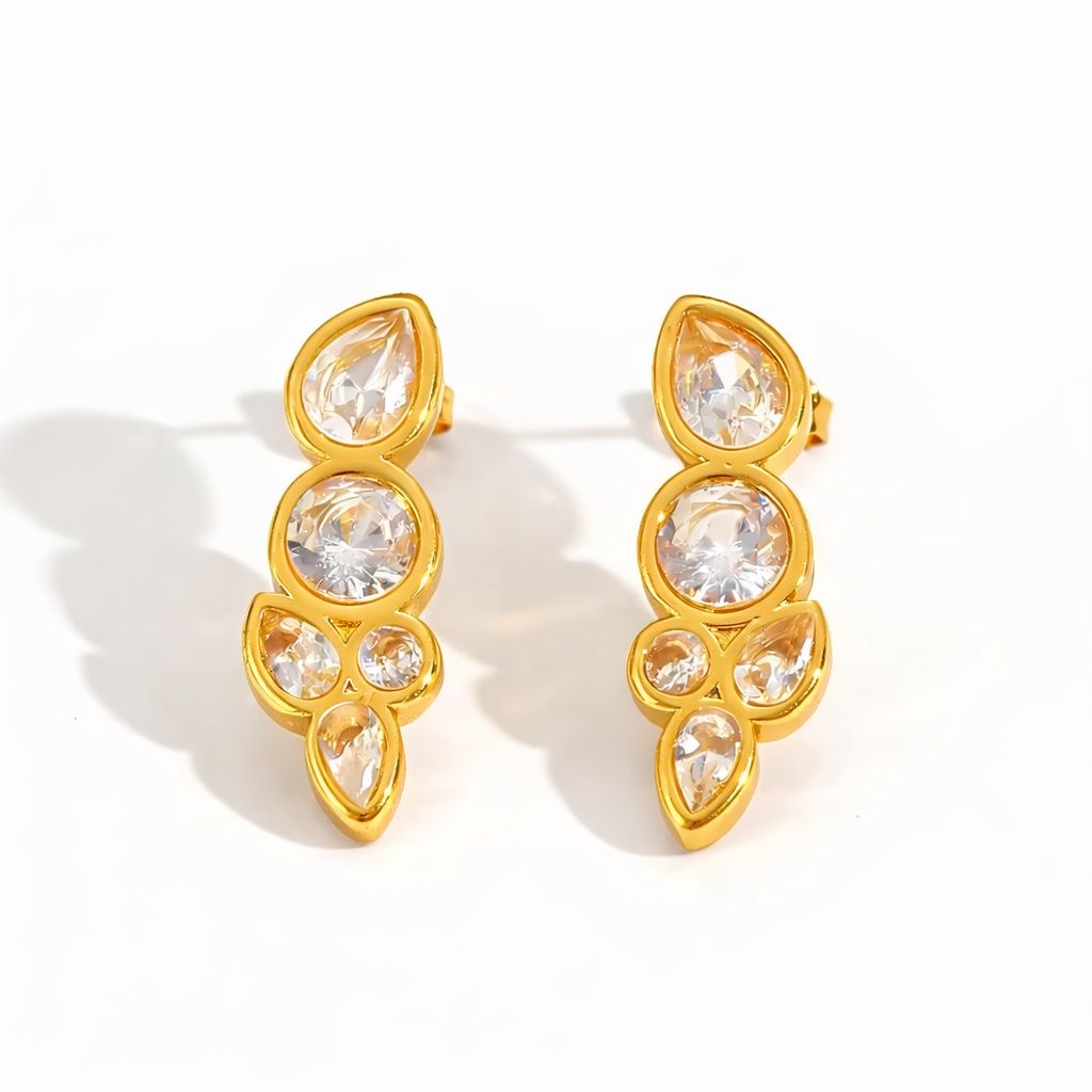 SJ 1132 Zircon studs  - 18k Gold PVD plated stainless steel - Anti tarnish