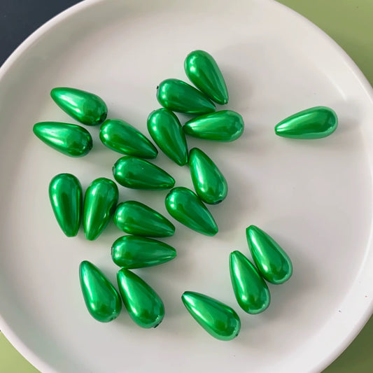 BBB 226 (c) Green Pearly Waterdrop Acrylic bead ( 1 pc ) UV Plated ( 15:22 mm )